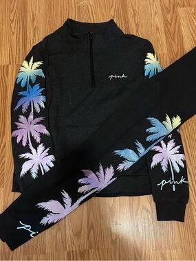 VS Pink Gray Pastel Glitter Logo Tropical Palm Outfit L